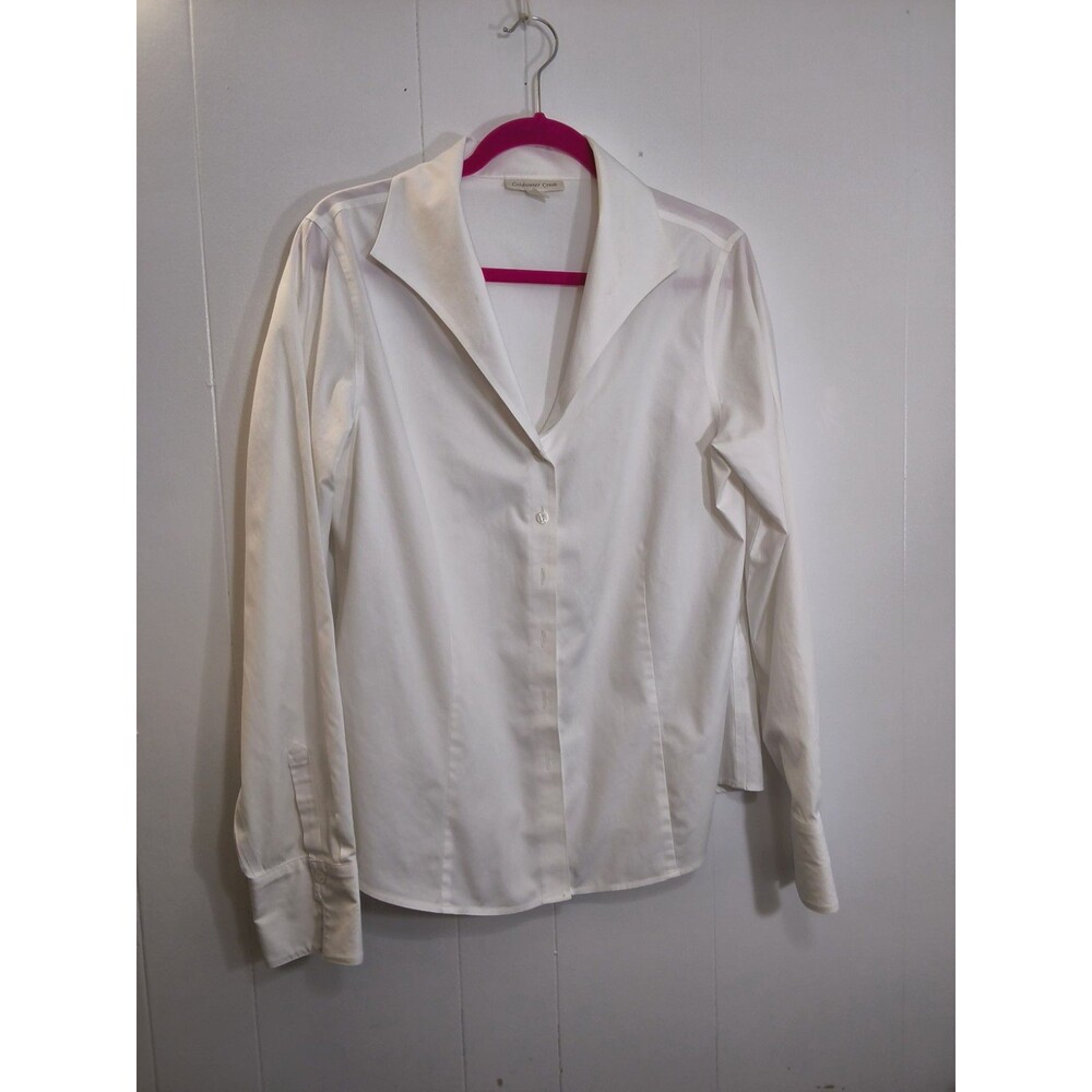 Coldwater Creek No Iron Button Up Shirt Size 1X White 3/4 Sleeve